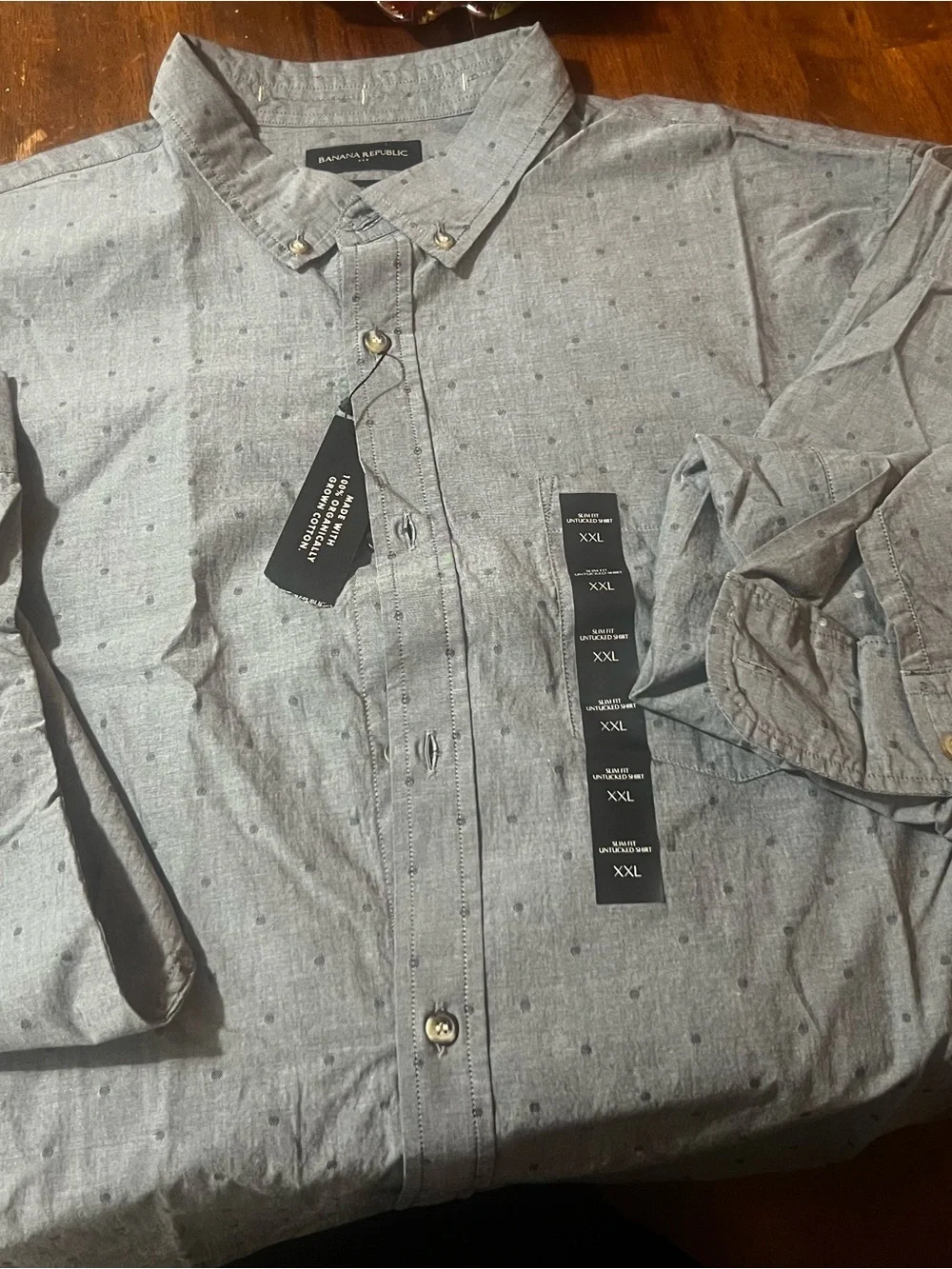 Banana Republic Men’s Light Gray Dot Button-Down Shirt